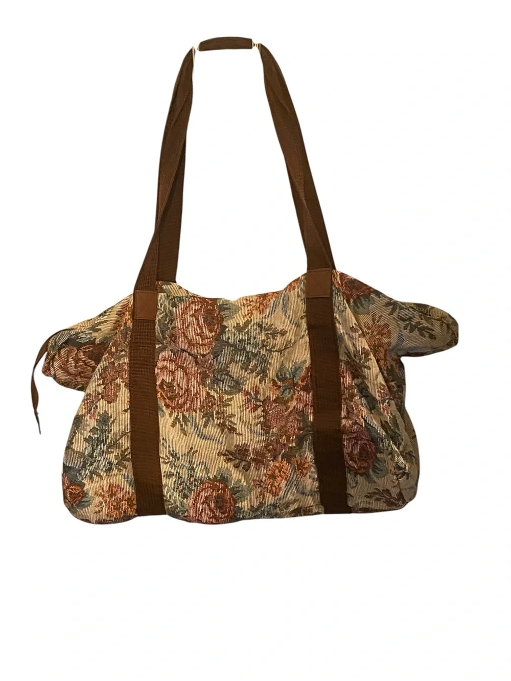 Vintage Renaissance Floral Tapestry Tote  duffle Bag boho cottagecore Grandma